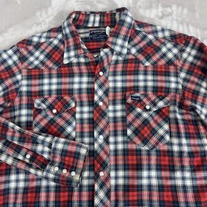 Vintage Wrangler Shirt Mens 16.5x35 Pearl Snap X-Long Tails Western Grunge USA
